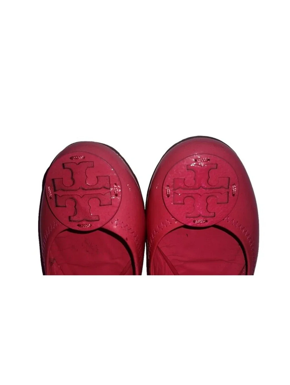 TORY BURCH REVA BALLET SLIPPER FLATS PATENT LEATHER BUBBLEGUM PINK SIZE 8